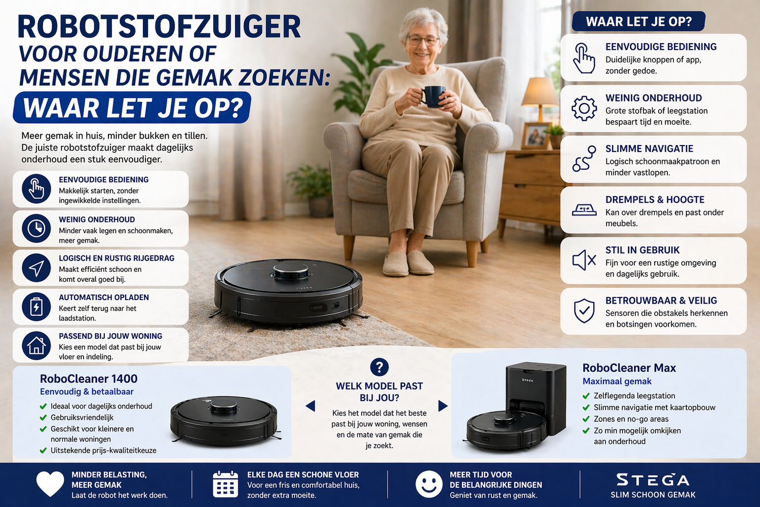 Robotstofzuiger voor ouderen of gemak: waar let je op? | STEGA