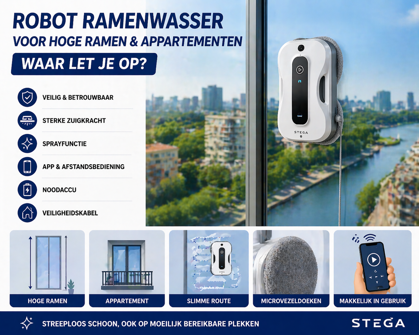 Waarom ontstaan strepen bij een robot ramenwasser? | STEGA