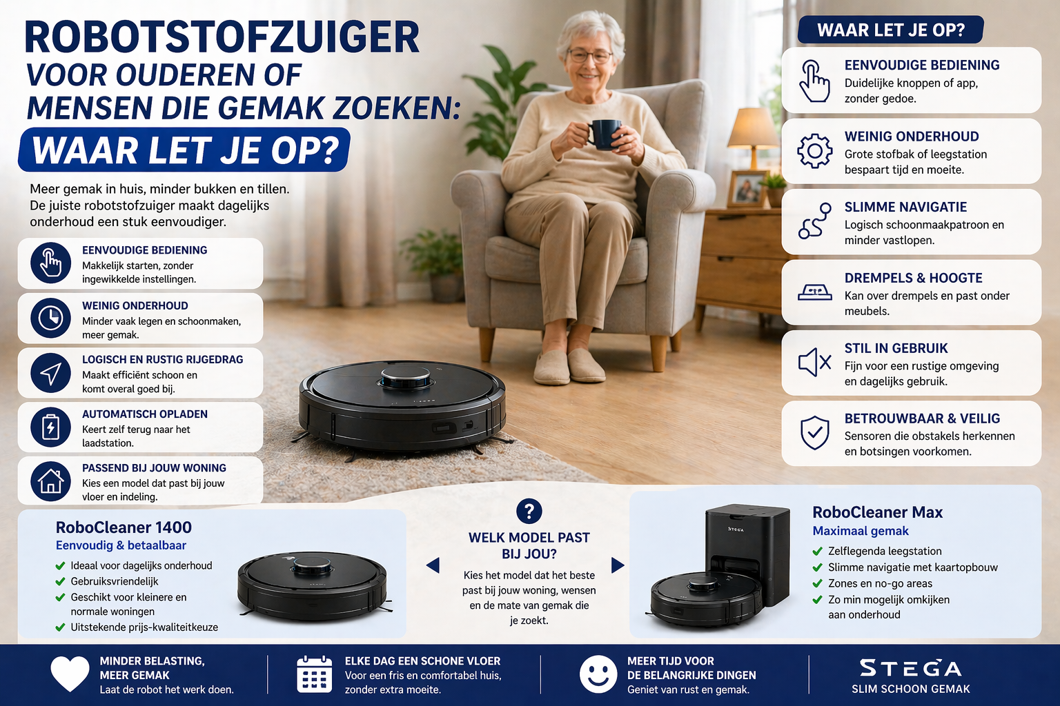 Robotstofzuiger voor ouderen of gemak: waar let je op? | STEGA