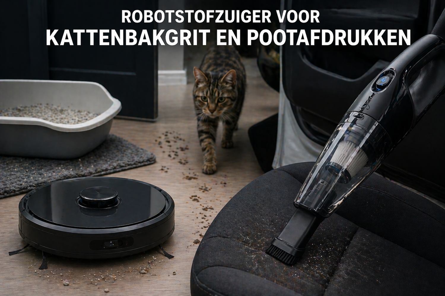 Werkt een robotstofzuiger bij kattenbakgrit en pootafdrukken? | STEGA