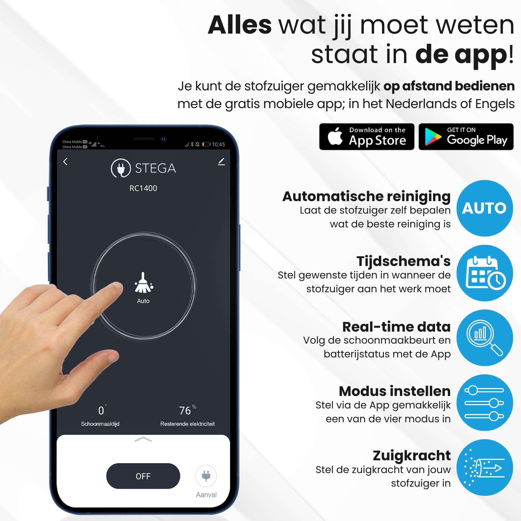 RoboCleaner 1400 - Robotstofzuiger met dweilfunctie